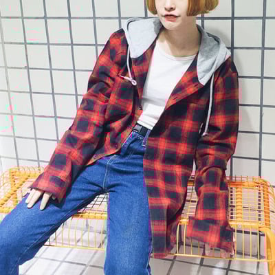 Checker long sleeve shirt ( red / black ) - Thumbnail 4