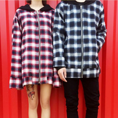 Free shipping-checker zip up jacket - Thumbnail 5