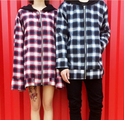 Free Shipping-CHECKER ZIP UP JACKET