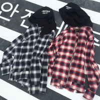 Free Shipping-CHECKER ZIP UP JACKET - Thumbnail 2