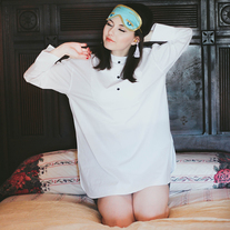 Breakfast at Tiffany's Holly Golightly Sleep Set Tuxedo Shirt Silk Eye Mask Tassel Earplugs or Earrings