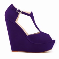 High-Heeled Wedge Roman Peep-Toe Sandals - Thumbnail 1