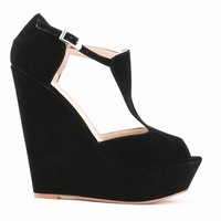 High-Heeled Wedge Roman Peep-Toe Sandals - Thumbnail 2