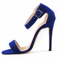 Sexy Suede High Heel Peep-Toe Sandals - Thumbnail 3