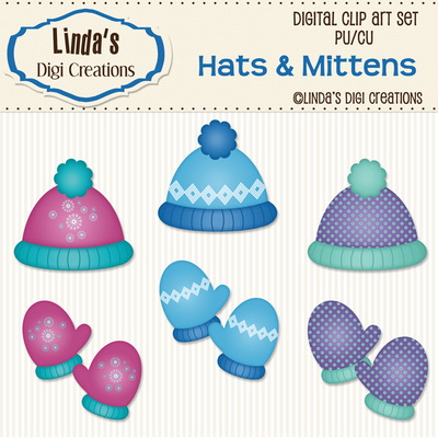 Hats & mittens (clip art set)