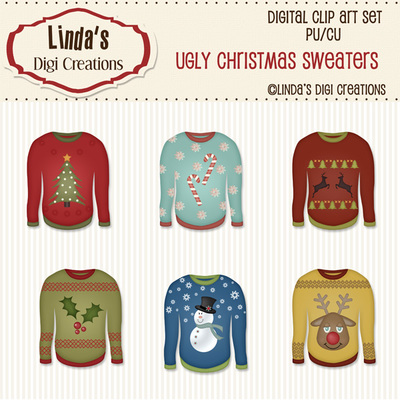 Ugly christmas sweaters (clip art set) 