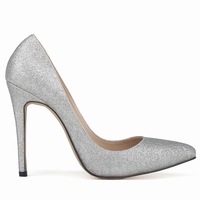 Sexy Pointed Shining Fabric Shallow Heel Shoes - Thumbnail 1