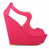 Sexy Peep-Toe High Wedges Club Sandals - Thumbnail 3