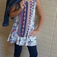 Aztec and Floral Gauzy Cotton Dress/Tunic - Thumbnail 1