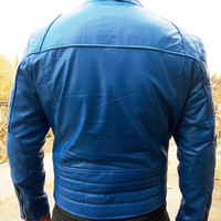 Red Ribbed Fashion Leather jacket for Mens, Red Leather jacket - Thumbnail 3