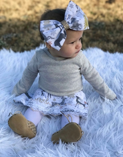 A-line skirt with lace  and matching bow 