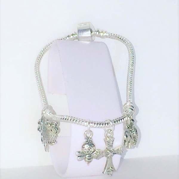 Silver Snake Chain Charm Bracelet