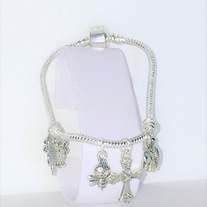 Silver Snake Chain Charm Bracelet