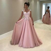 Custom made lace tulle long prom gown,evening dress - Thumbnail 1