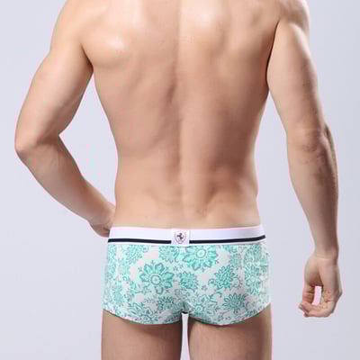 Men's sexy underwear cotton u bag porcelain pattern boxer briefs underpants panties cuecas