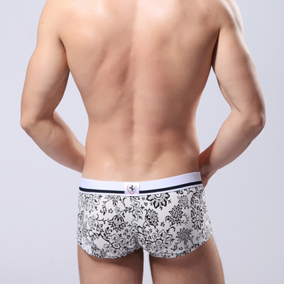 Men's sexy underwear cotton u bag porcelain pattern boxer briefs underpants panties cuecas