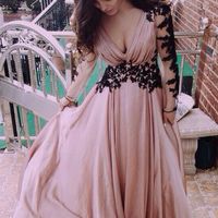 Fashion chiffon lace  long pom dress with sleeve,evening dress - Thumbnail 1