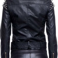 Women Studded Black Leather jacket, women Leather jacket for women Punk Style - Thumbnail 1