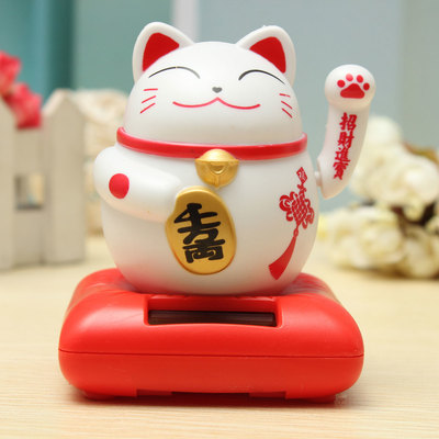 Good fortune feng shui cat! solar powered maneki neko welcome luck & fortune cat!