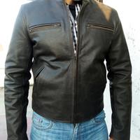 Men Fashion Biker Distress Leather Jacket Slim Fit , Men's Leather jacket - Thumbnail 1