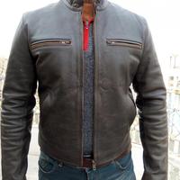 Men Fashion Biker Distress Leather Jacket Slim Fit , Men's Leather jacket - Thumbnail 2