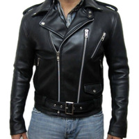MEN SIGNATURE MOTORCYCLE LEATHER JACKET, MEN LEATHER JACKET - Thumbnail 1