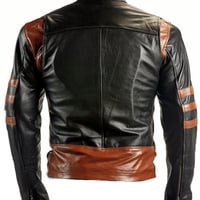 X-MEN Wolverine Black Biker Style Fashion Leather Jacket Men's - Thumbnail 2