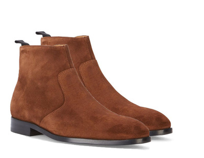 Handmade Custom Made Suede Chelsea Brown Ankle High Boots Men's, Ankle Suede Boots Shoes