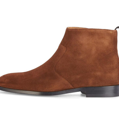 Handmade custom made suede chelsea brown ankle high boots men's, ankle suede boots shoes