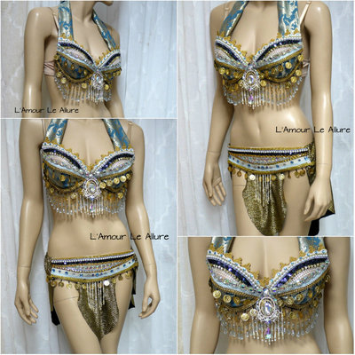 Blue vaporeon gypsy belly dancer rave bra cosplay halloween costume
