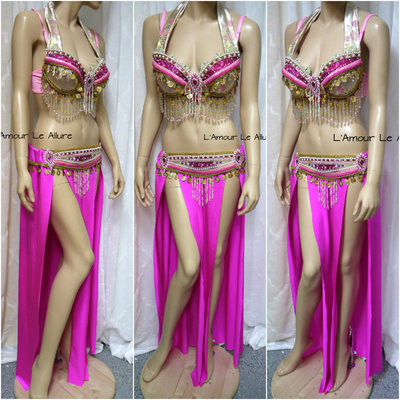 Pink alomomola gypsy belly dancer rave bra cosplay halloween costume