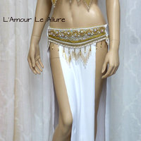 White and Gold Eevee Gypsy Belly Dancer Rave Bra Cosplay Halloween Costume - Thumbnail 1