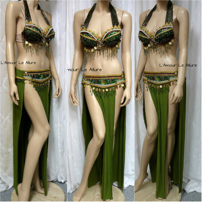 Green Leafeon Gypsy Belly Dancer Rave Bra Cosplay Halloween Costume