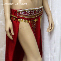 Red Gold Flareon Gypsy Belly Dancer Rave Bra Cosplay Halloween Costume - Thumbnail 2
