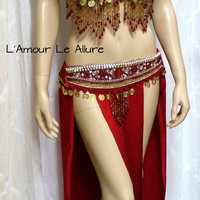 Red Gold Flareon Gypsy Belly Dancer Rave Bra Cosplay Halloween Costume - Thumbnail 3
