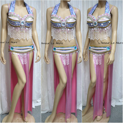 Pink and Blue Sylveon Gypsy Belly Dancer Rave Bra Cosplay Halloween Costume