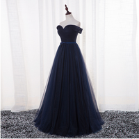 Navy blue tulle long prom dress,evening dress,cheap prom dresses - Thumbnail 1