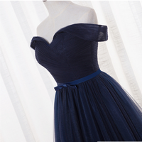 Navy blue tulle long prom dress,evening dress,cheap prom dresses - Thumbnail 2