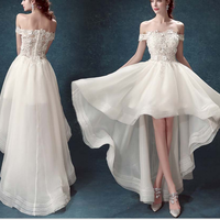 White high low lace prom dress,evening dresses - Thumbnail 1