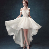 White high low lace prom dress,evening dresses - Thumbnail 2