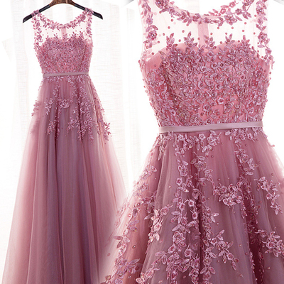 Pretty lace tulle long prom dress,evening dresses - Thumbnail 5