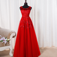 Pretty lace tulle long prom dress,evening dresses - Thumbnail 3