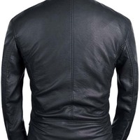 Men Slimfit Black Leather jacket, Black Leather Jacket - Thumbnail 1