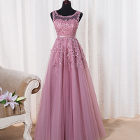 Pretty lace tulle long prom dress,evening dresses - Thumbnail 1