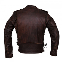 Antique Brown Biker Leather Jacket For Men Brando Style - Thumbnail 2