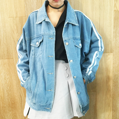 Oversized two stripe denim jacket - Thumbnail 5