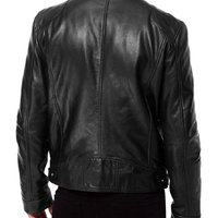 Men's SWORD Black Genuine Lambskin Leather Biker Jacket, Mens Leather Fashion jacket - Thumbnail 2