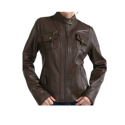 Women brown front flap fashion jacket for women