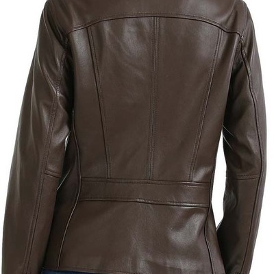 Women brown front flap fashion jacket for women