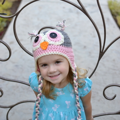 Grey and pink toddler hootie hat